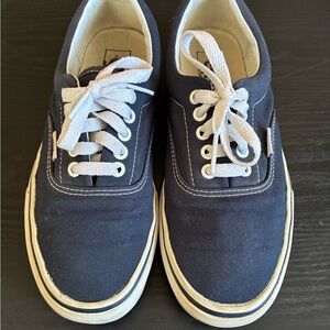 Vans Men's Navy Canvas Lace-Up Sneakers with White Accents